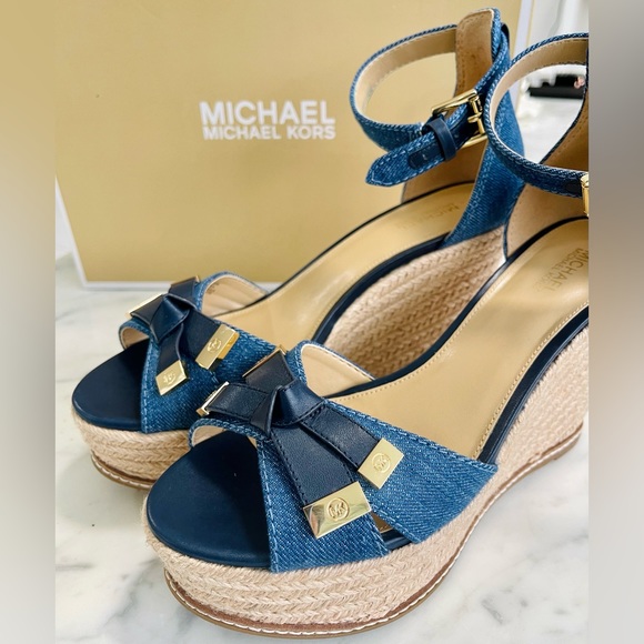 Michael Kors Denim Wedges size 7.5 - Picture 1 of 7